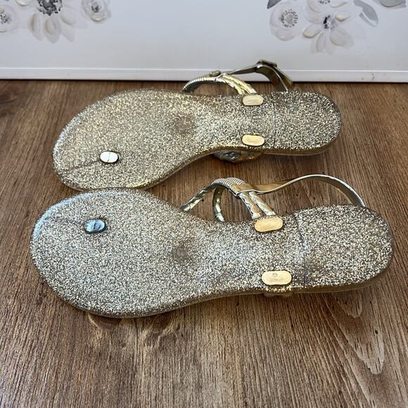 Lilly Pulitzer Gold Glitter Jelly Thong Sandals Women’s Size 5 - Picture 10 of 12